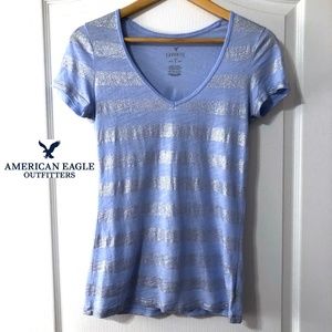 American Eagle Favorite T XS blue silver stripes